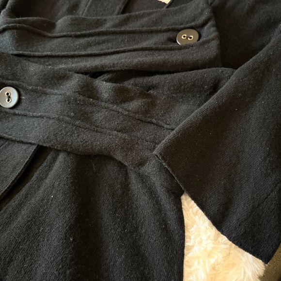 Anthropologie Black Wool Twist Wrap Cardigan S Robin Origami Criss Cross Sweater - Picture 10 of 10